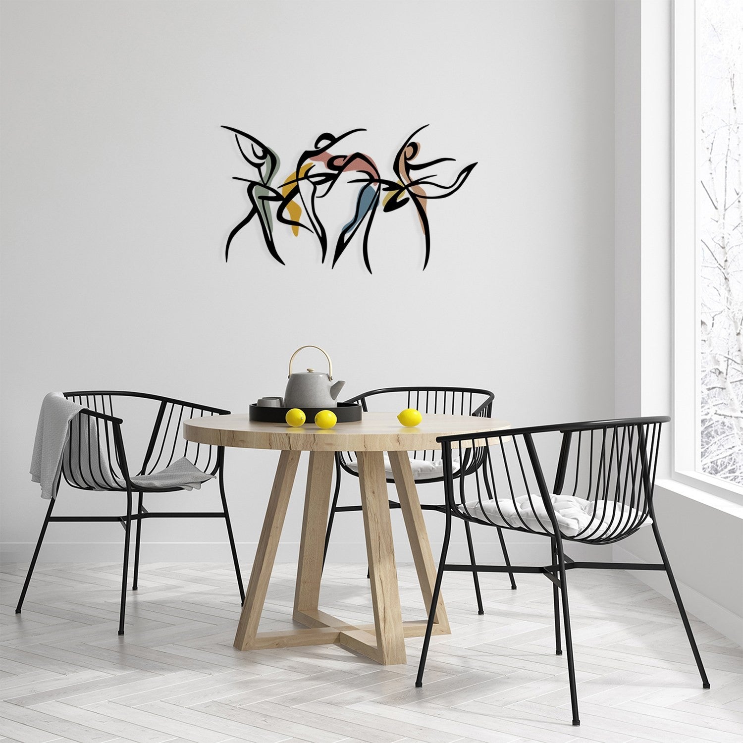 Dance S – Acessório Decorativo de Parede em Metal e Madeira, Multicolor, 65,5 x 38,5 cm