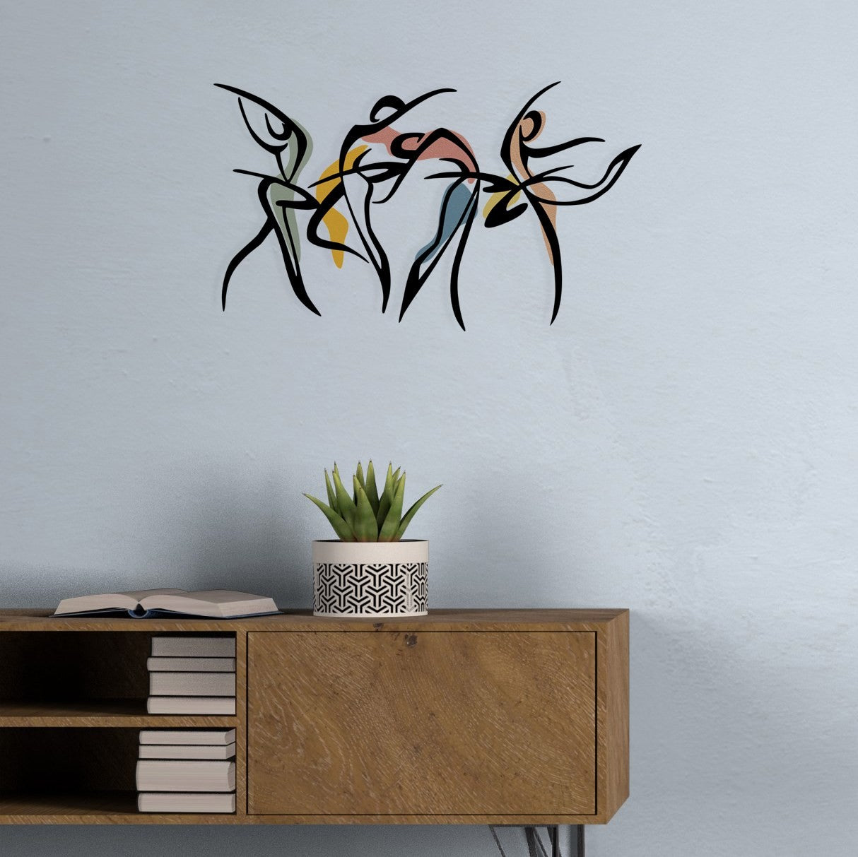 Dance S – Acessório Decorativo de Parede em Metal e Madeira, Multicolor, 65,5 x 38,5 cm