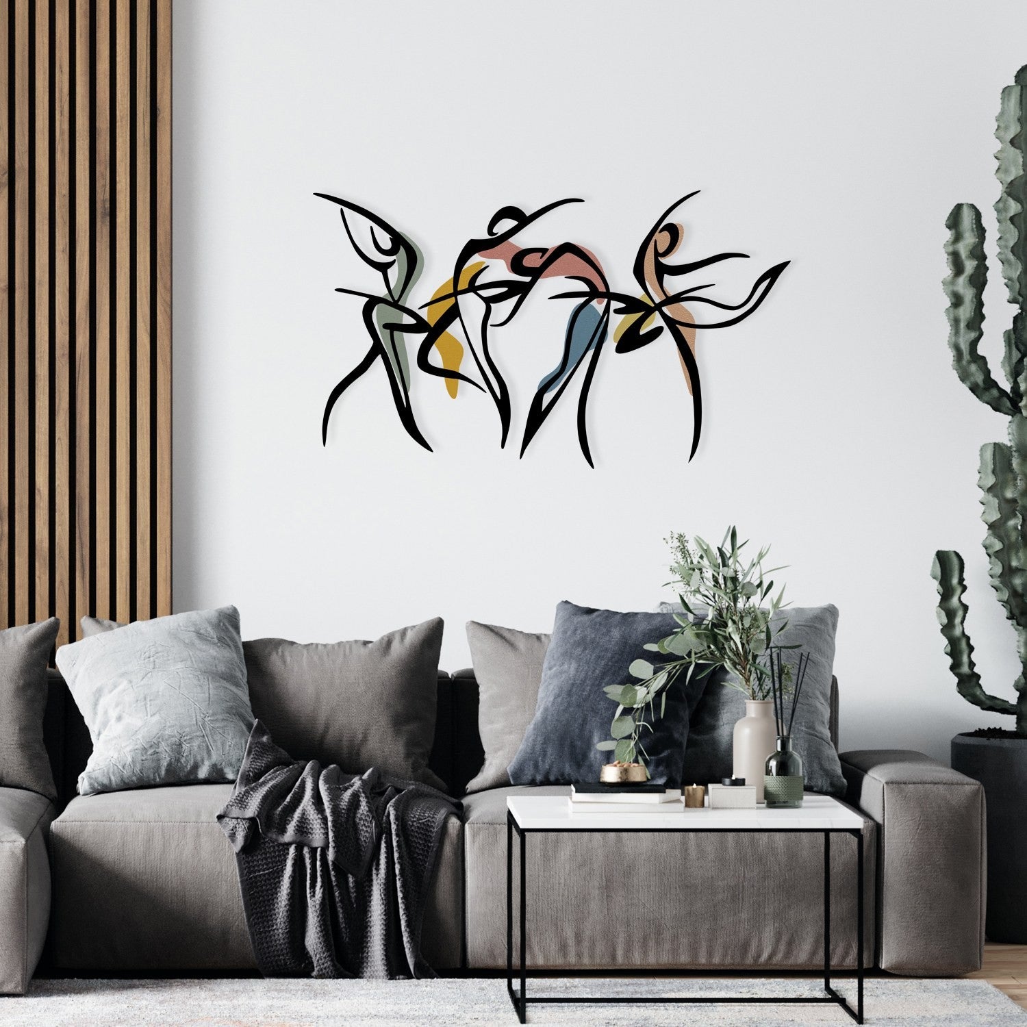 Acessório de parede decorativo de metal elegante, 97 x 56,5 cm | Metal durável de 1,20 mm e madeira de 3 mm | Perfeito para decoração moderna e arte de parede exclusiva