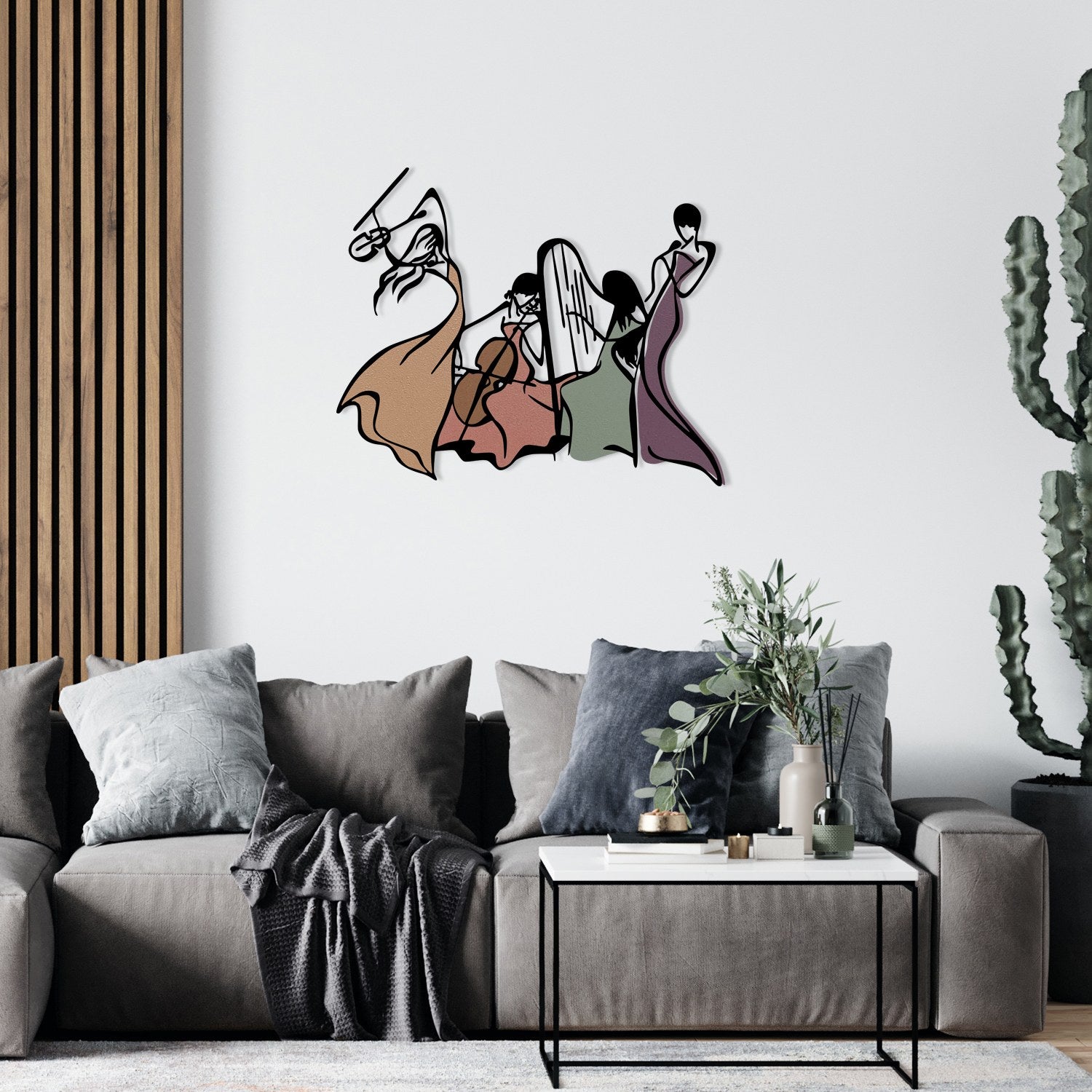 Orchestra M – Acessório Decorativo de Parede em Metal e Madeira, Multicolor, 94 x 78 cm