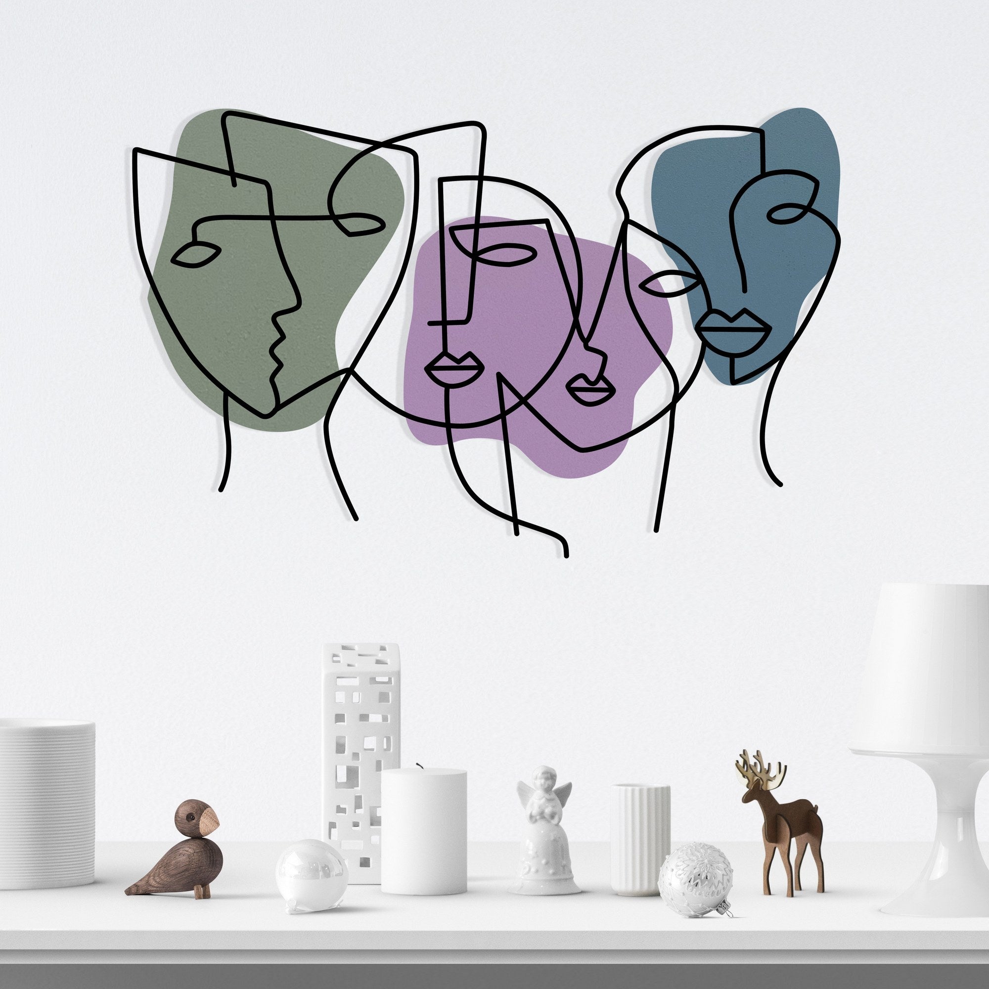 Kubizm 27 Acessório Decorativo de Parede Multicolor em Metal (1,20 mm) e Madeira (3 mm), 70x50 cm
