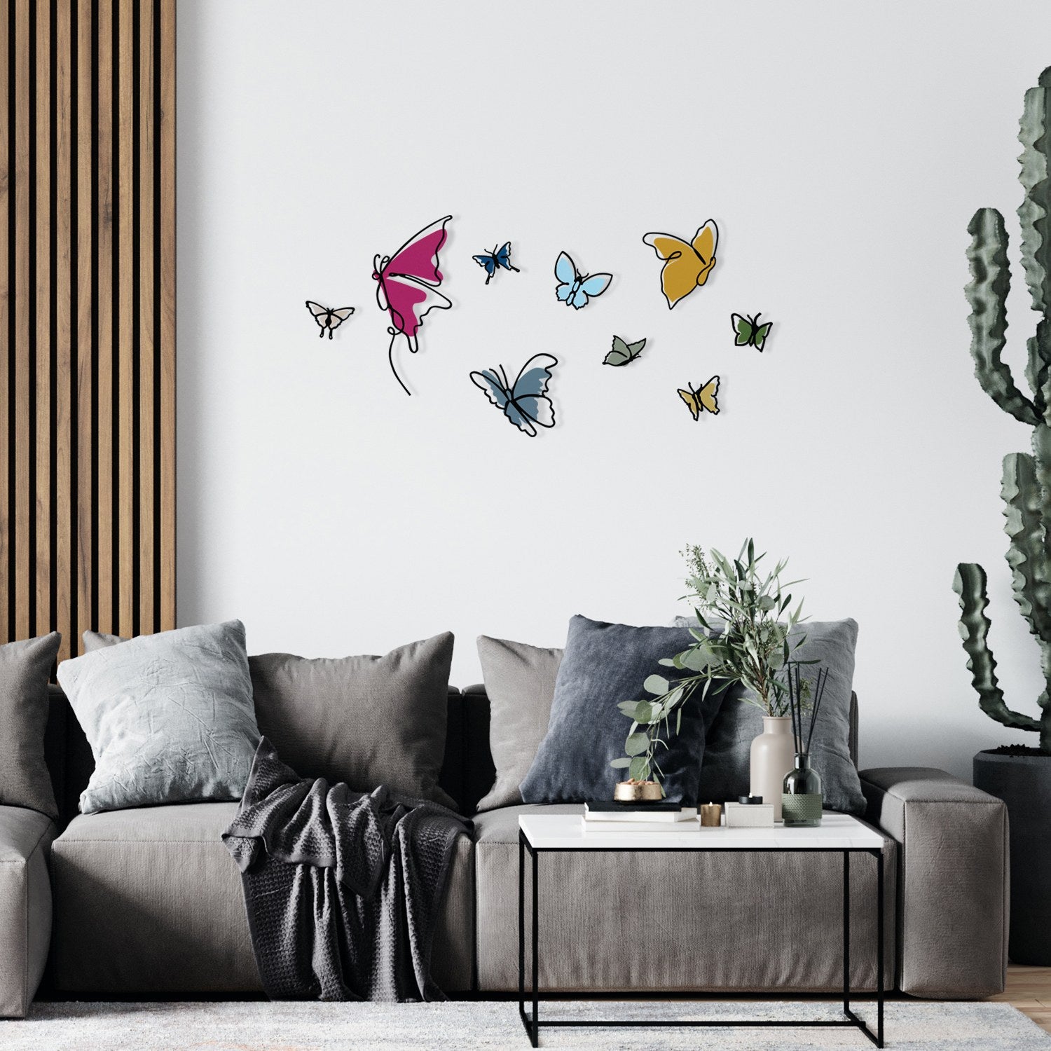 Marvelous S2 – Acessório de Parede Decorativo em Metal e Madeira, Multicolor, 142 x 65,5 cm