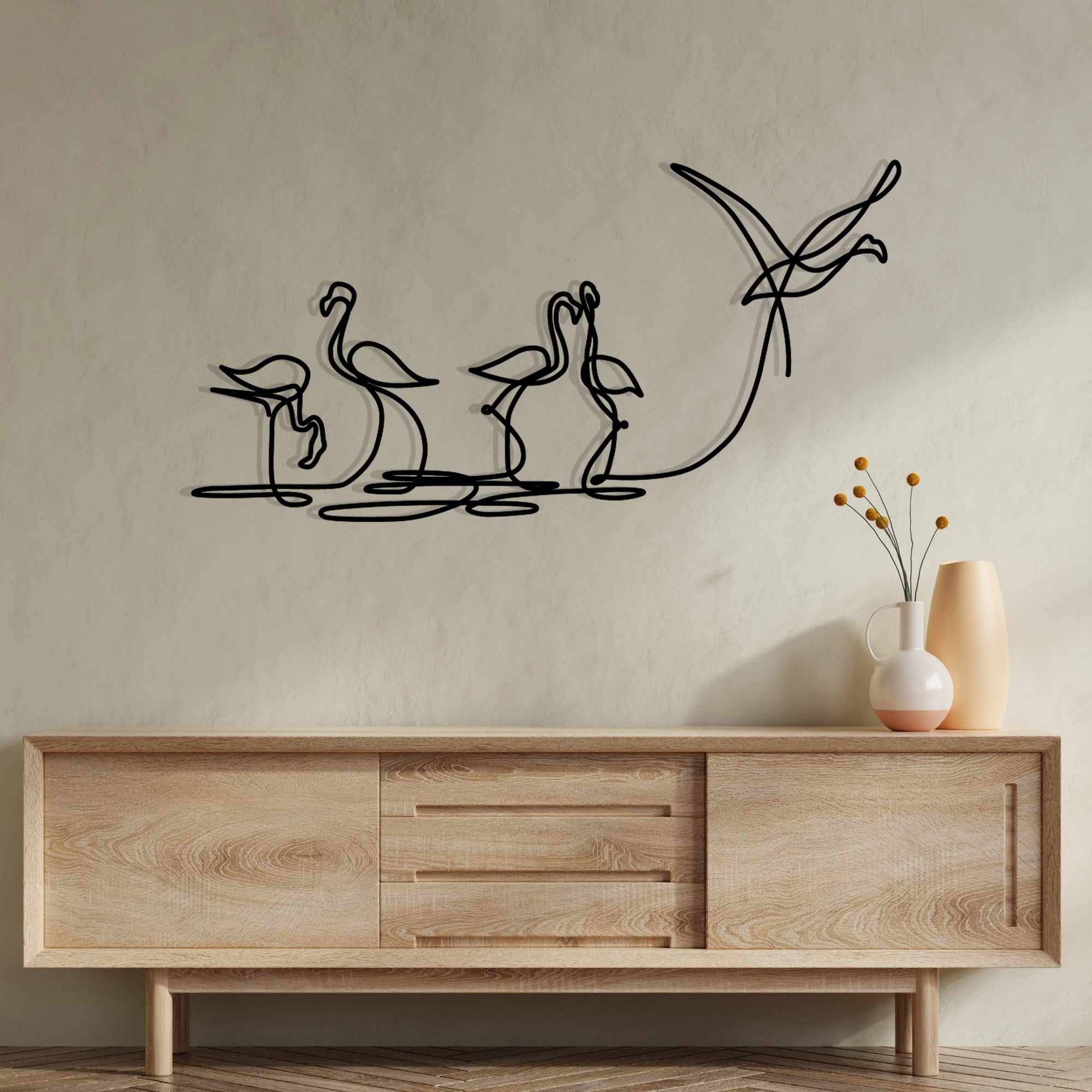 Flamingo 316 M – Acessório Decorativo de Parede em Metal Preto 115 x 58,5 cm