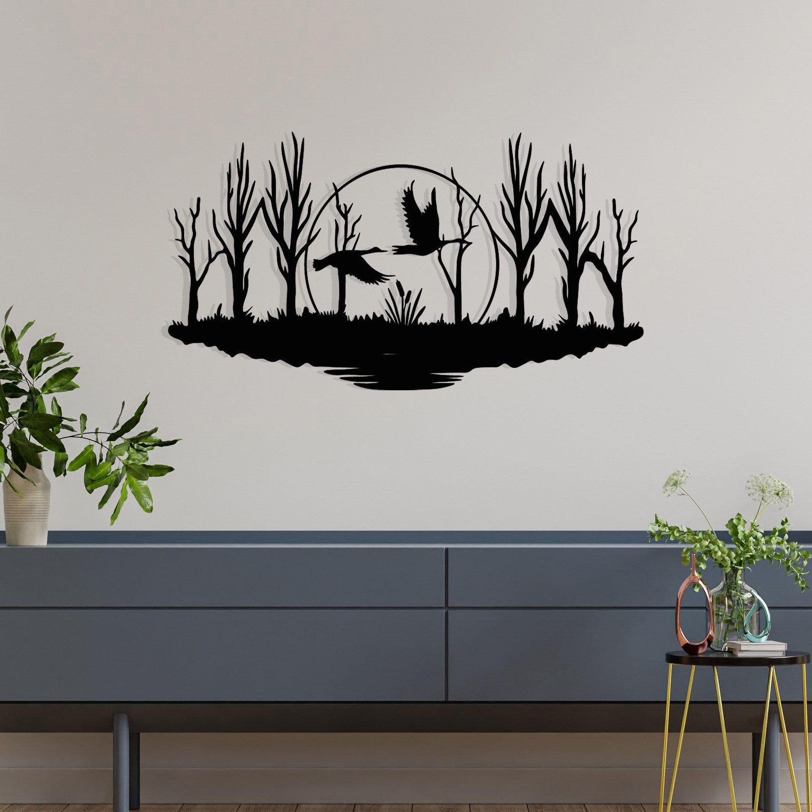 Estate – Acessório Decorativo de Parede em Metal Preto (70 x 38 cm)