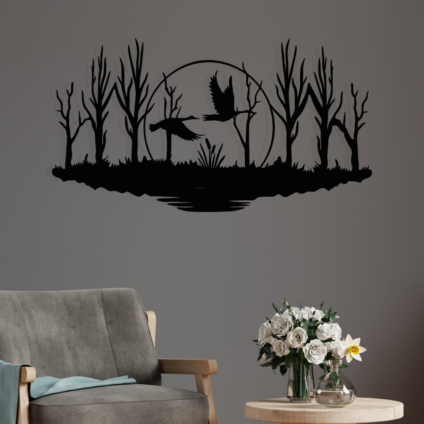Estate – Acessório Decorativo de Parede em Metal Preto (70 x 38 cm)