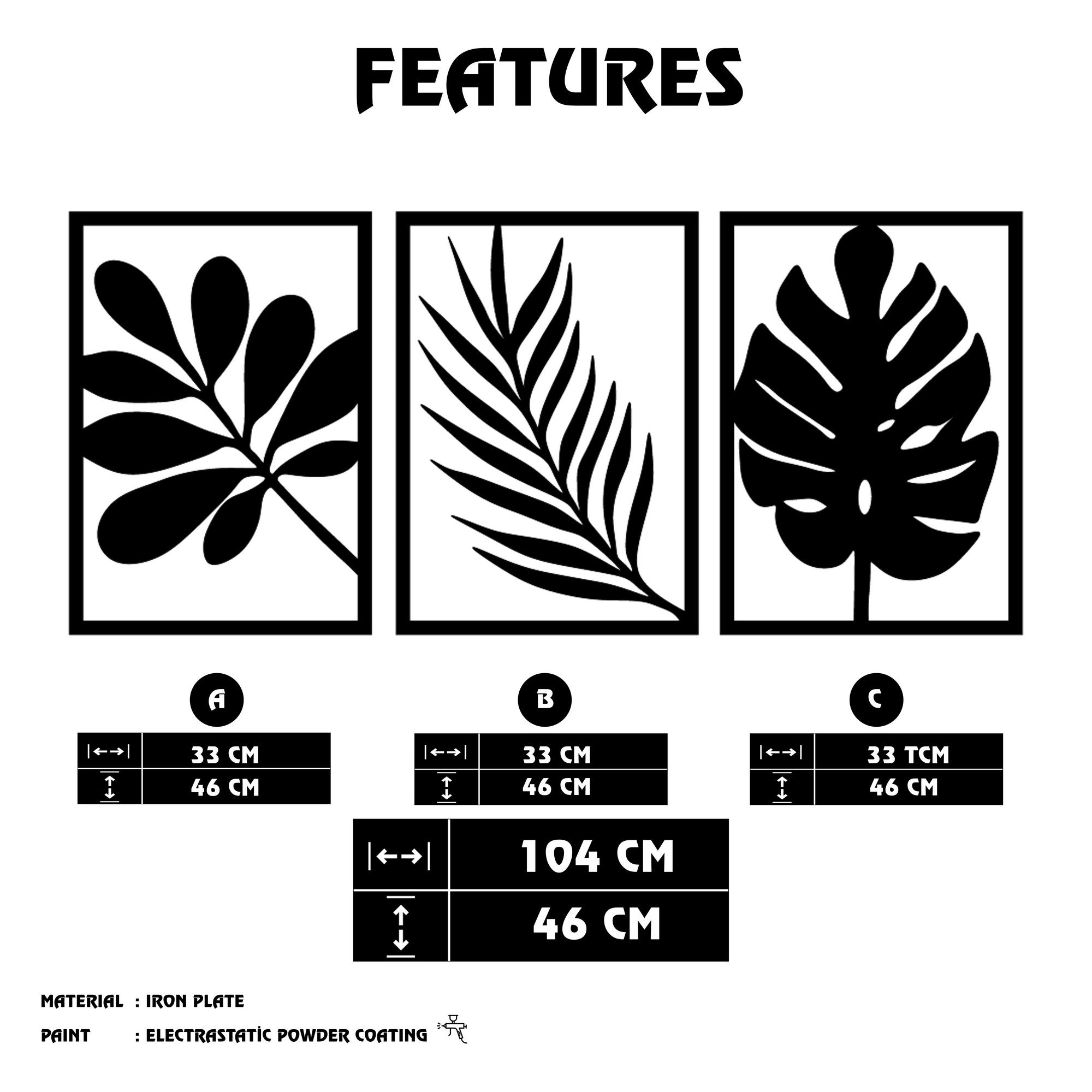 Cincuenta Acessório Decorativo de Parede em Metal Preto 104x46 cm (1,2 mm)