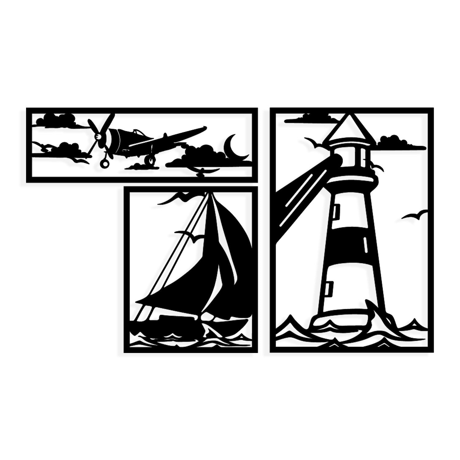 Abadda - Acessório de Parede Decorativo em Metal Preto, 72 x 43 cm (1,2 mm)