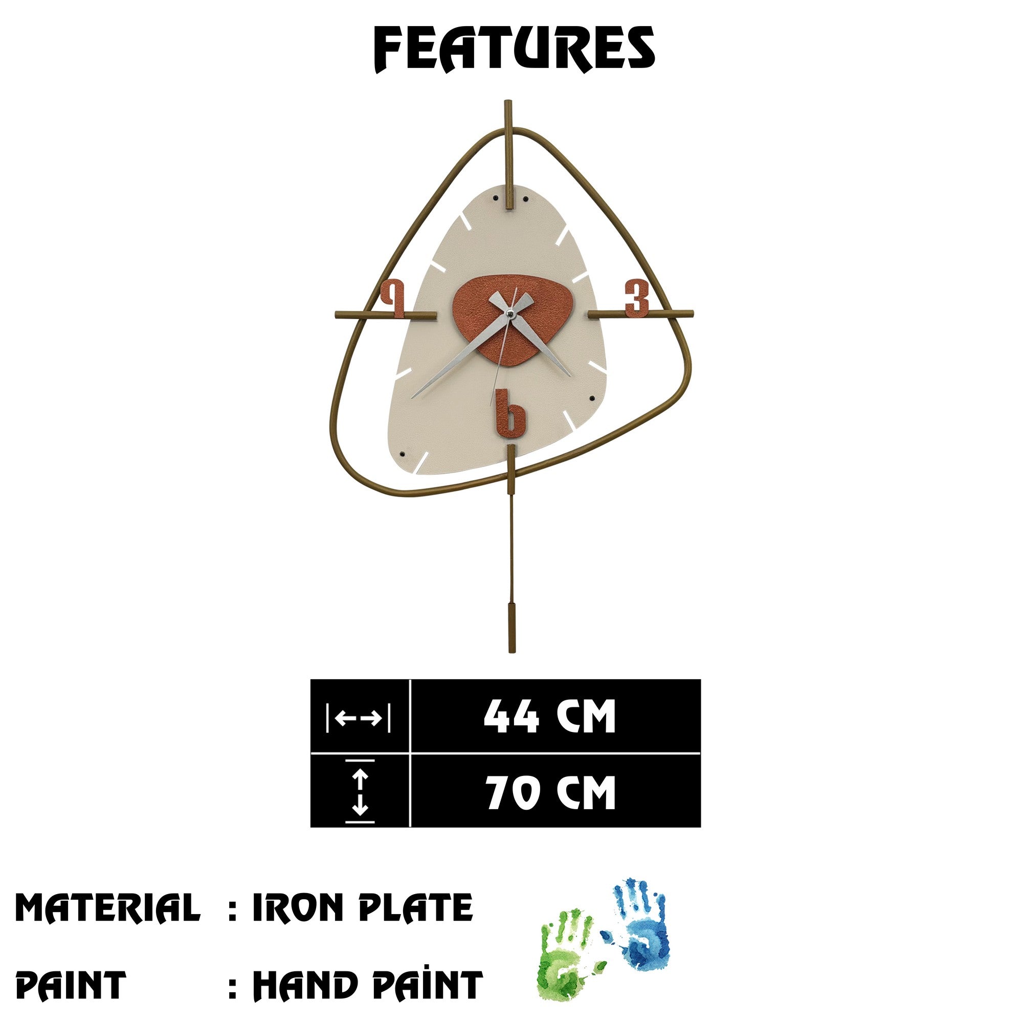 Relógio de Parede Decorativo em Metal 100% (1 mm) Multicolor Vakia-1 — 44 x 70 cm