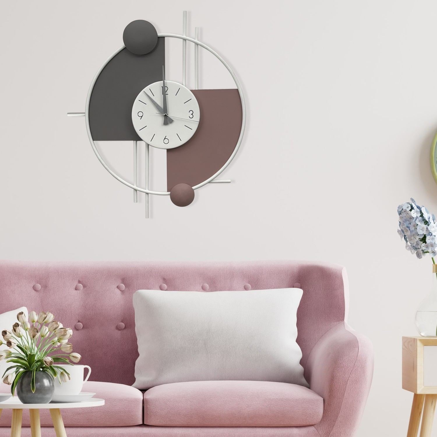 Relógio de Parede Decorativo Miskin-1 em 100% Metal (1 mm), Multicolor, 55 x 65 cm