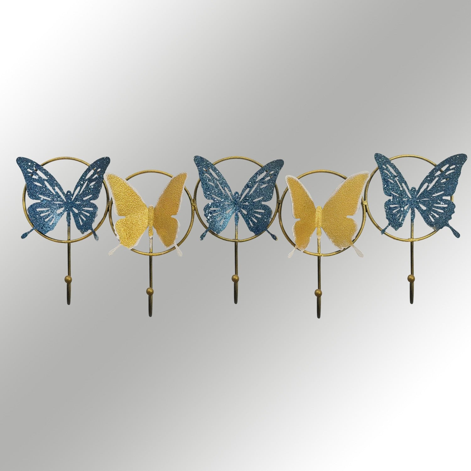 Ruhsar Cabide de Parede em Metal Multicolor, 100% Metal (0,8 mm), Pintado à Mão, 59,5 x 23 cm