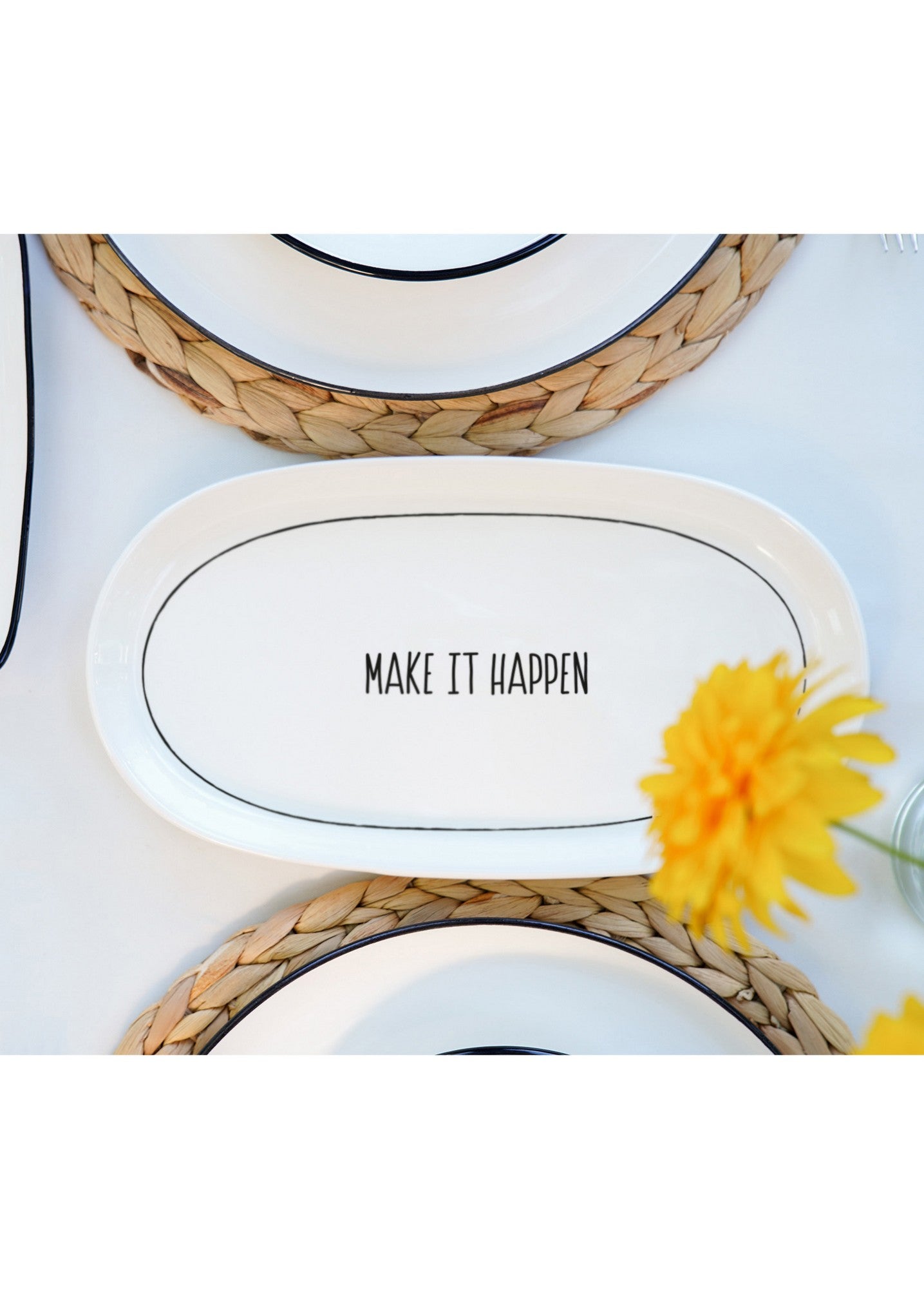 Conjunto de Pratos – 29 x 15 x 2 cm – Branco – Cerâmica