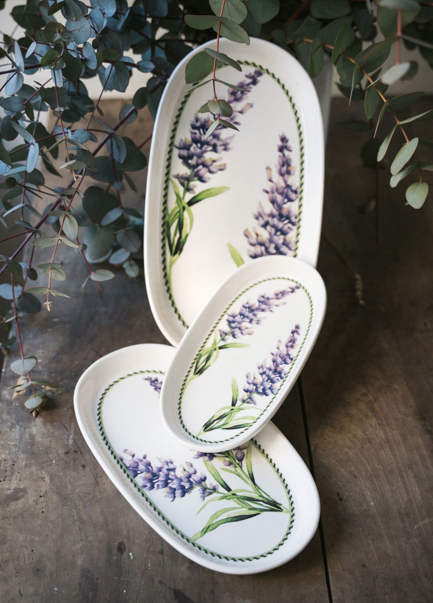 Conjunto de Pratos – 26 x 14 x 2 cm – Lilás – Cerâmica