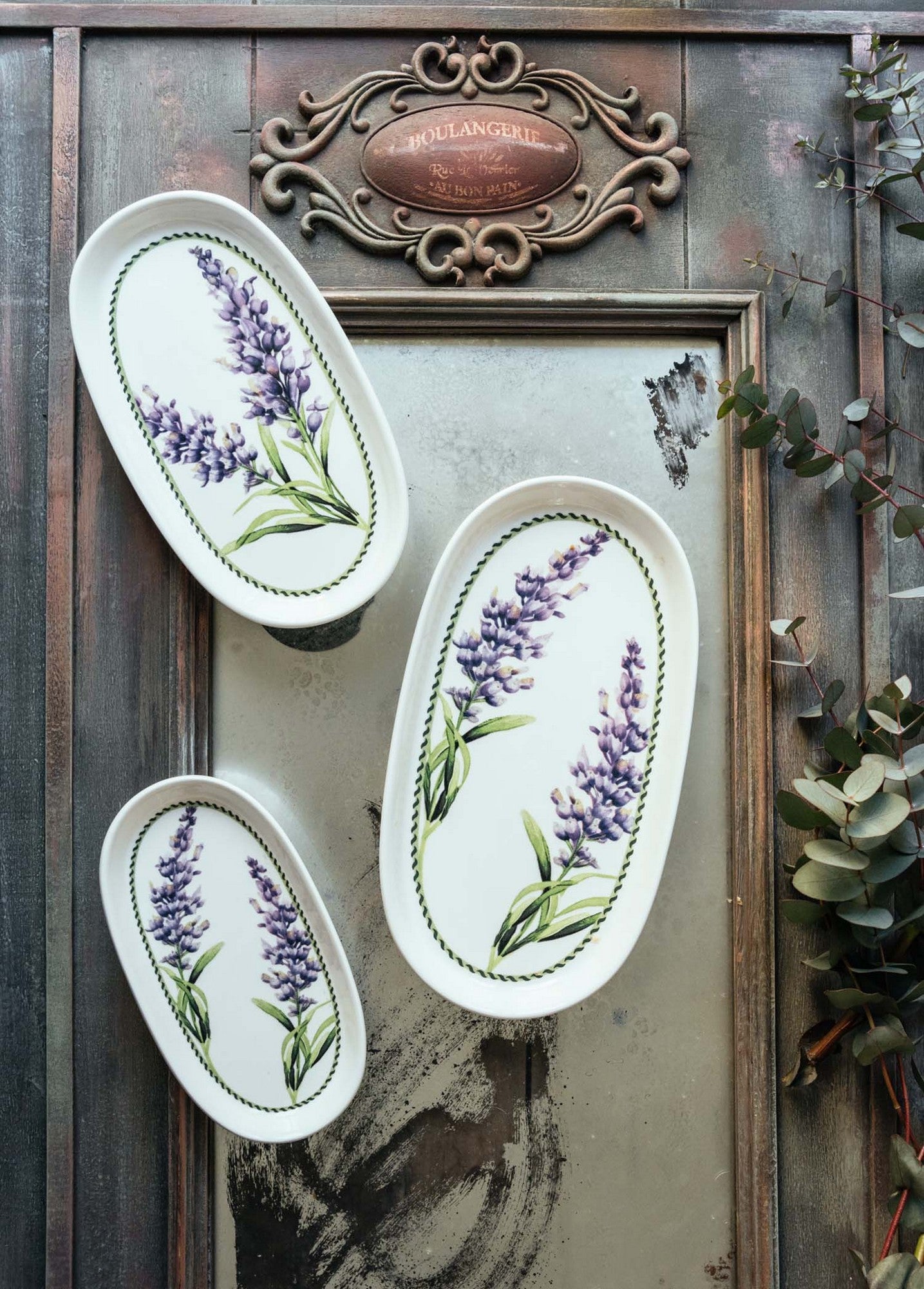 Conjunto de Pratos – 26 x 14 x 2 cm – Lilás – Cerâmica