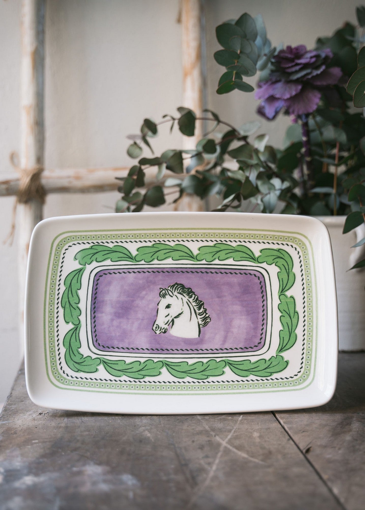 Travessa de Cerâmica – 34 x 25 x 2 cm – Lilás – cerâmica