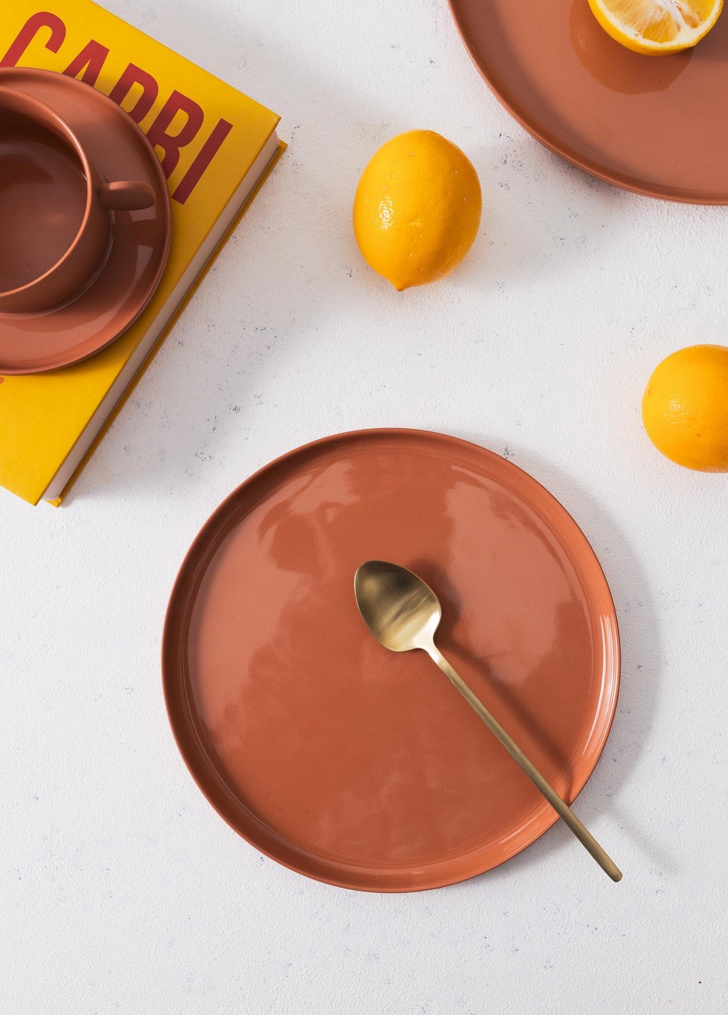 Prato de Servir Bolo – 21 x 21 x 1 cm – Terracota – Porcelana