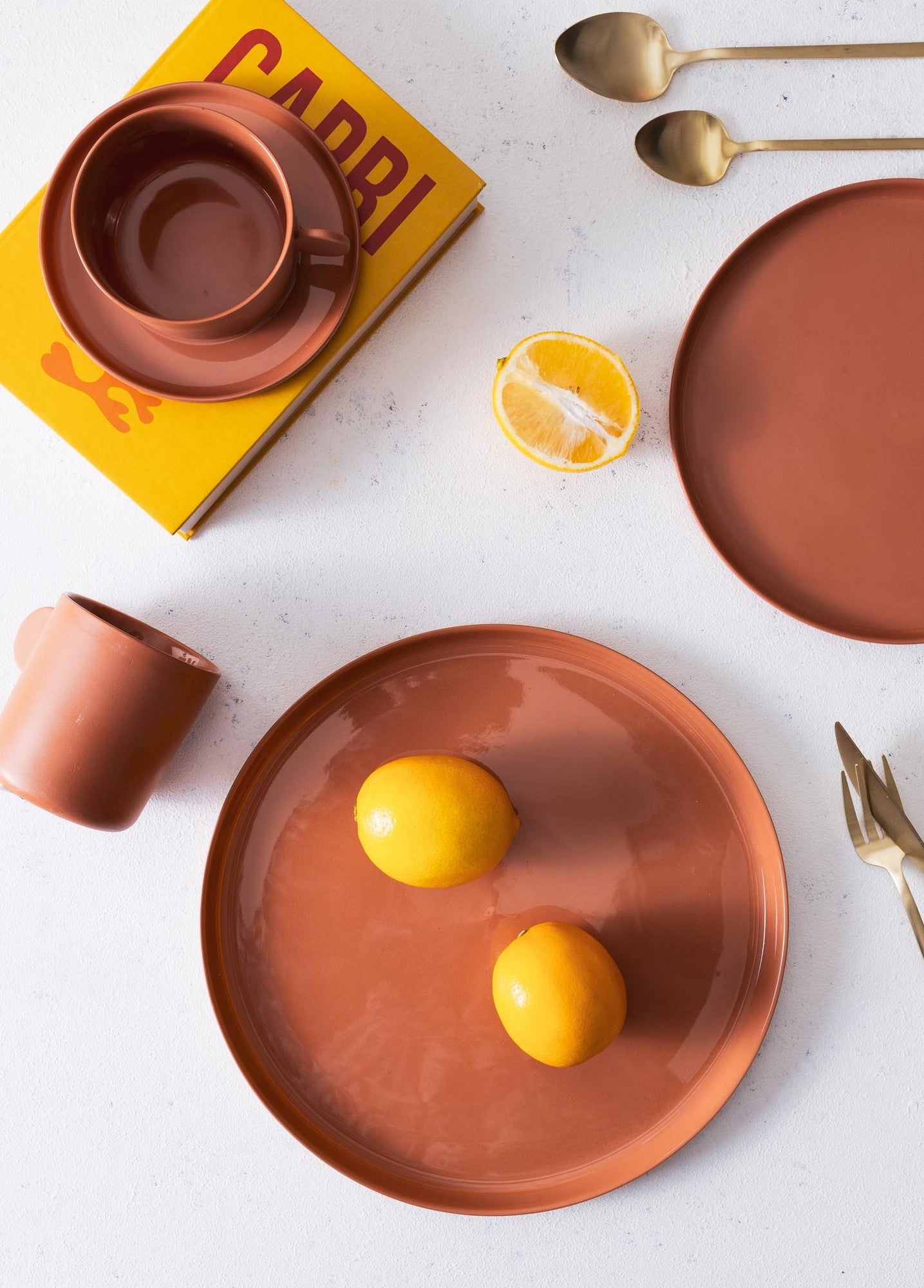 Prato de Servir Bolo – 27 x 27 x 2 cm – Terracota – Porcelana