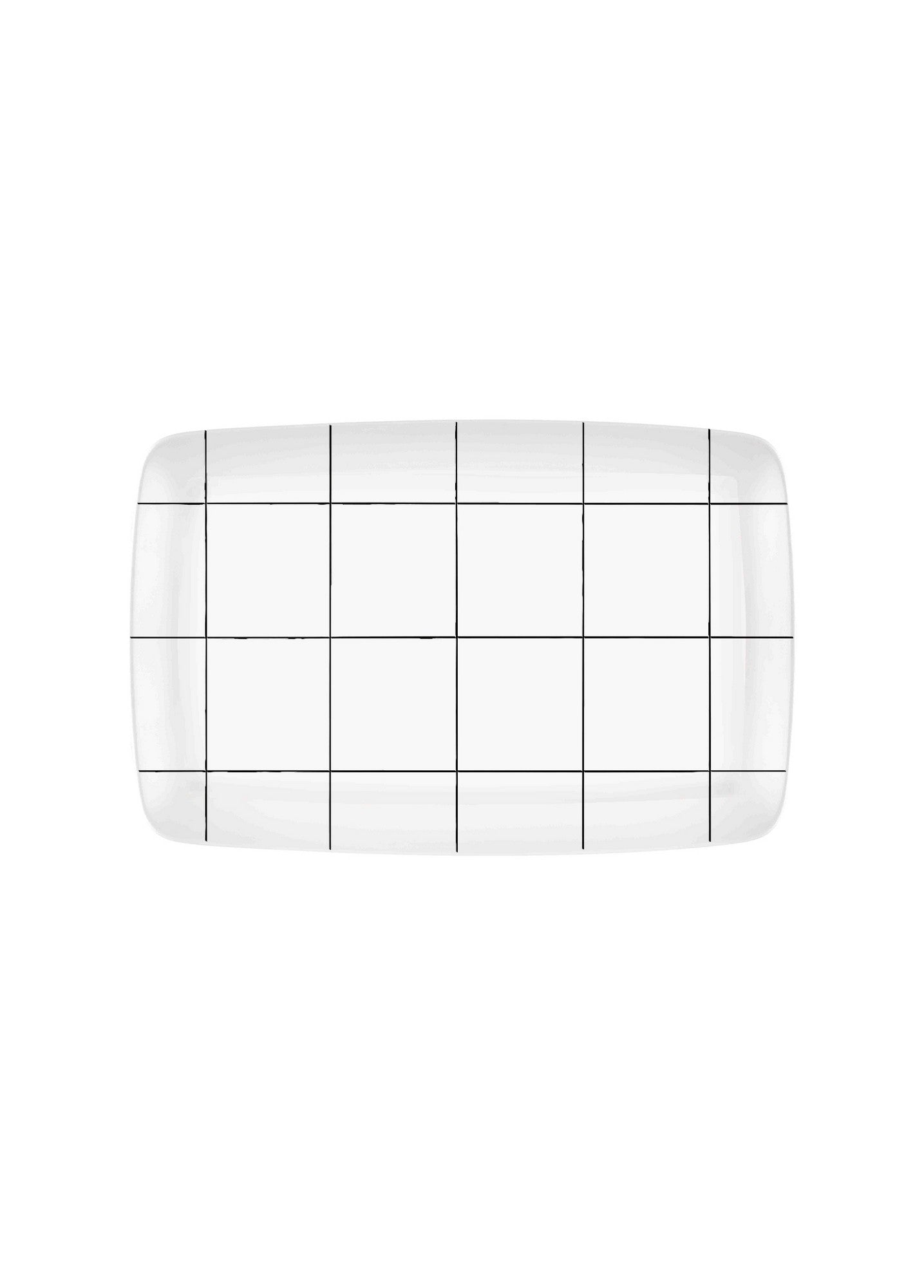 Prato de Serviço – 25 x 34 cm – Branco e Preto – Cerâmica