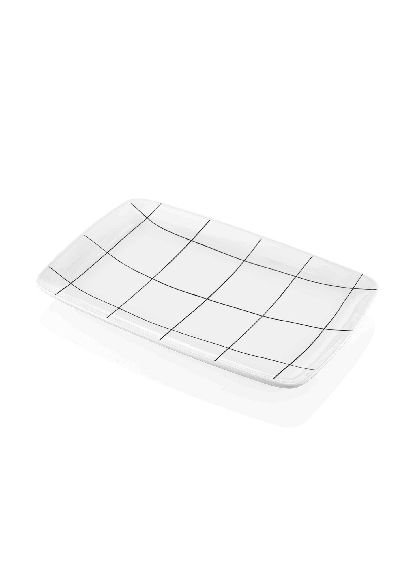 Prato de Serviço – 25 x 34 cm – Branco e Preto – Cerâmica