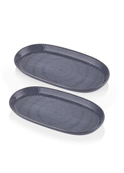 Conjunto de travessas – 16 x 29 x 4 cm – Cinza – Cerâmica