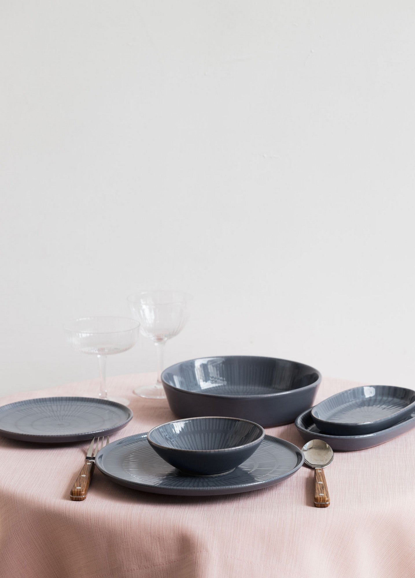 Conjunto de travessas – 16 x 29 x 4 cm – Cinza – Cerâmica