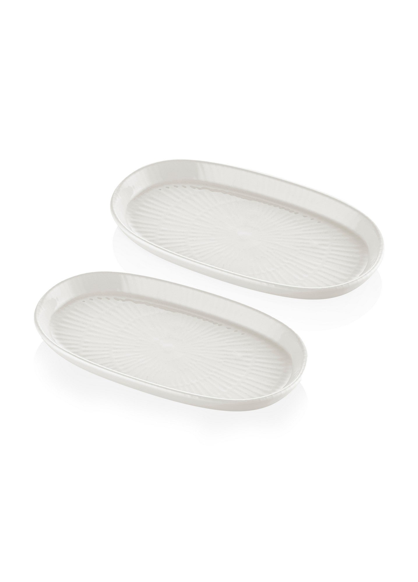 Conjunto de travessas de cerâmica – 14 x 26 x 4 cm – Creme – Cerâmica