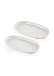 Conjunto de travessas de cerâmica – 14 x 26 x 4 cm – Creme – Cerâmica