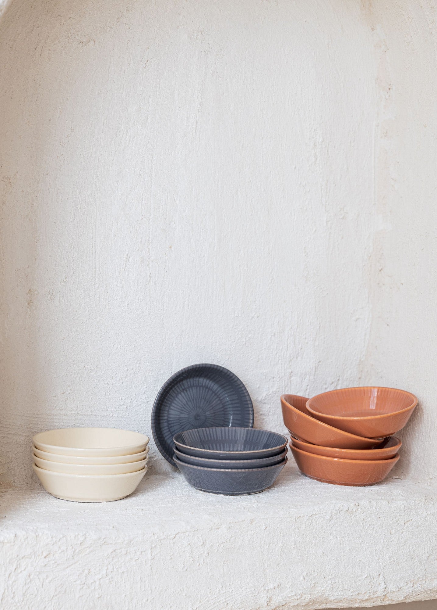 Conjunto de tigelas para aperitivos – 10 x 10 x 5 cm – Salmão – cerâmica