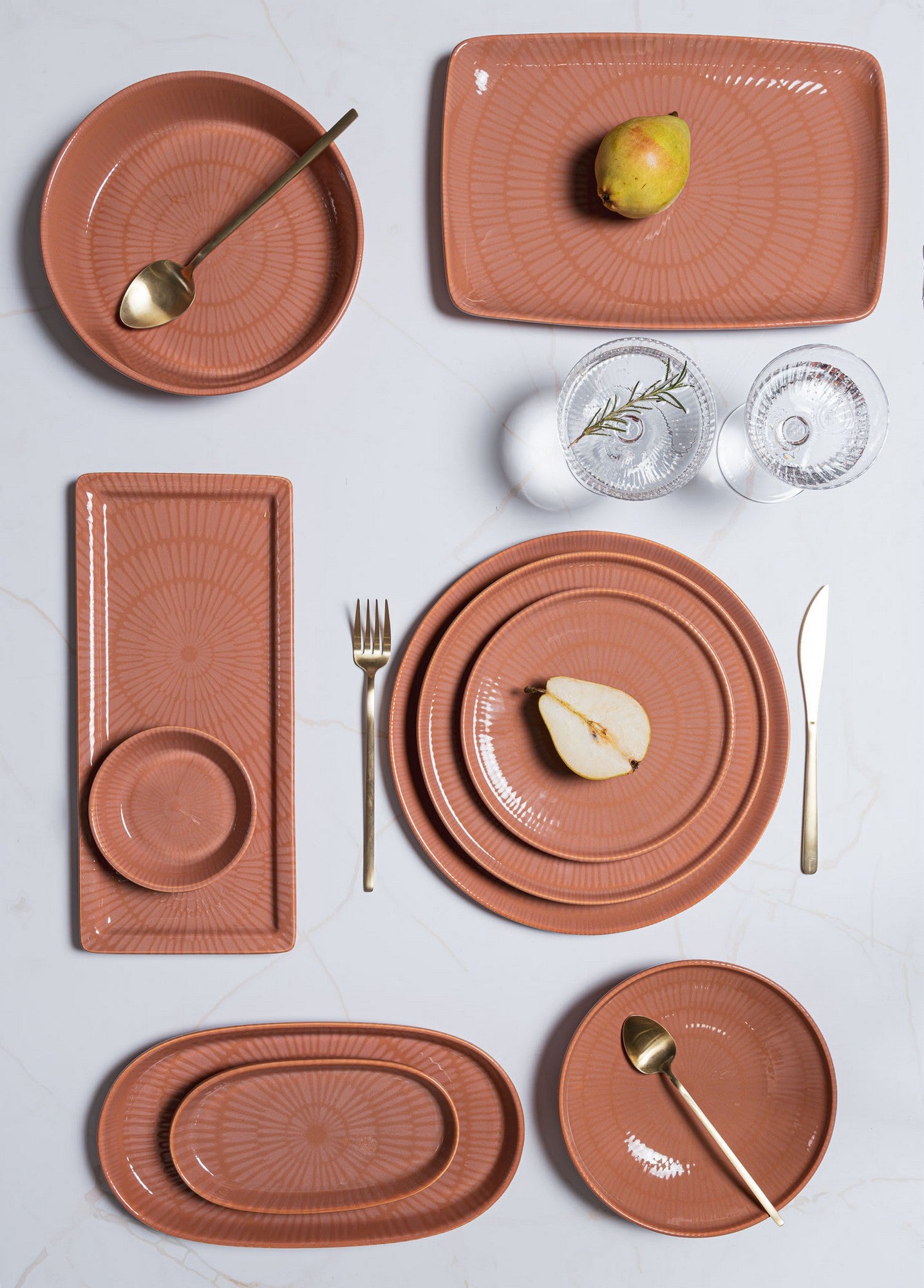 Conjunto de tigelas para aperitivos – 10 x 10 x 5 cm – Salmão – cerâmica