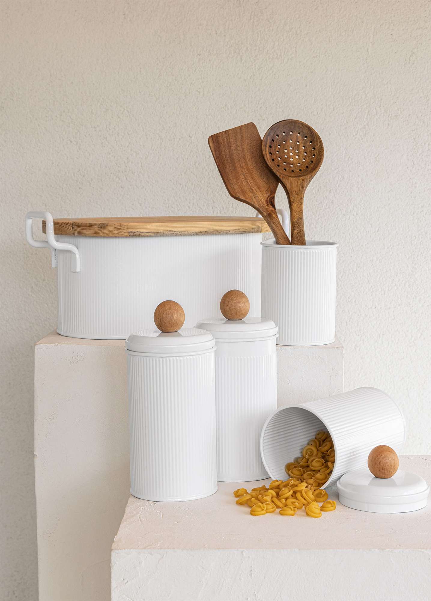 Porta Talheres – 10 x 10 x 13 cm – Branco – Galvanizado