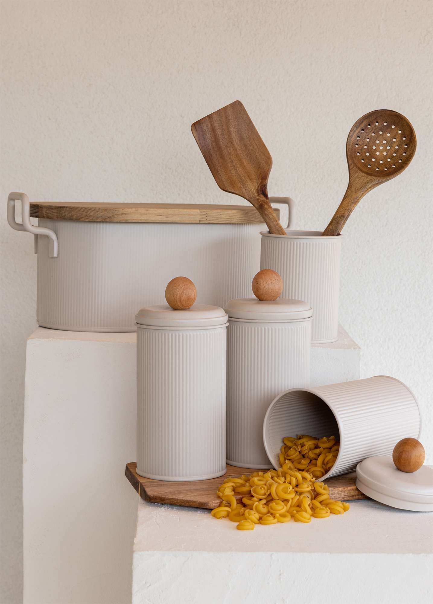 Porta Talheres – 10 x 10 x 13 cm – Bege – Galvanizado