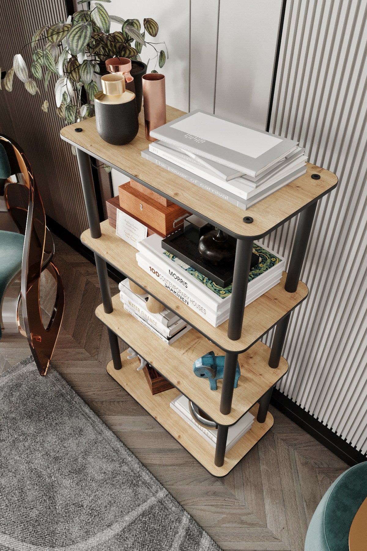 Estante 4 Prateleiras Oak - Design Moderno Premium