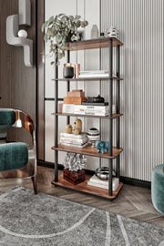 Estante Bookcase 5 Rect Walnut - Elegância e Funcionalidade