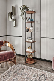 Estante 6 Prateleiras Round Walnut - Design Moderno Premium