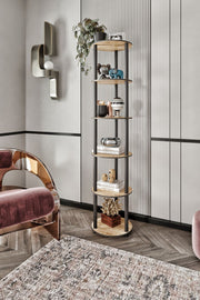 Estante Redonda 6 Níveis Oak - Design Vertical Elegante