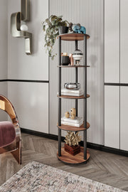 Estante Round Walnut 5 Prateleiras - Design Moderno Premium