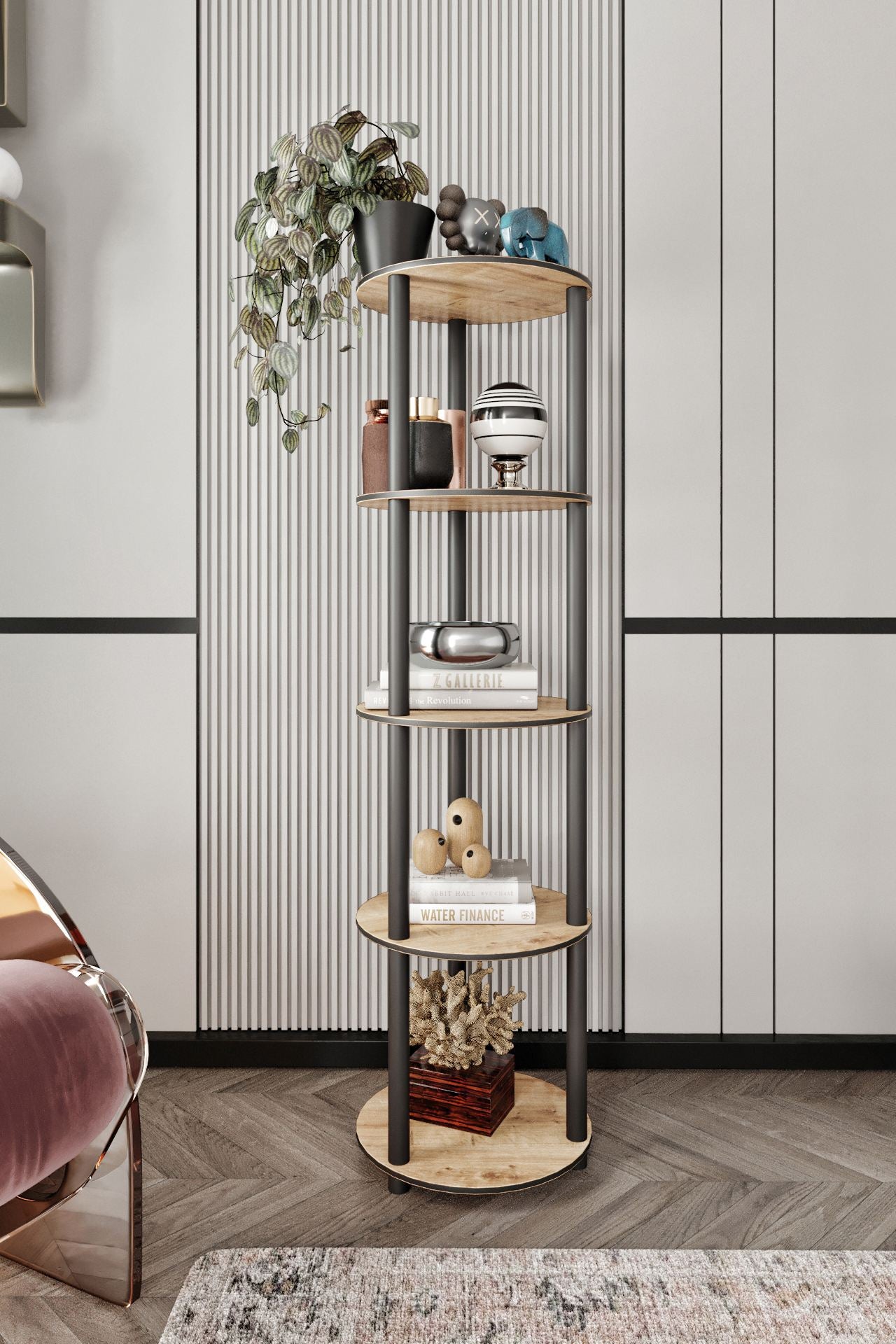 Estante de Livros 5 Andares Round Oak - Design Moderno Premium