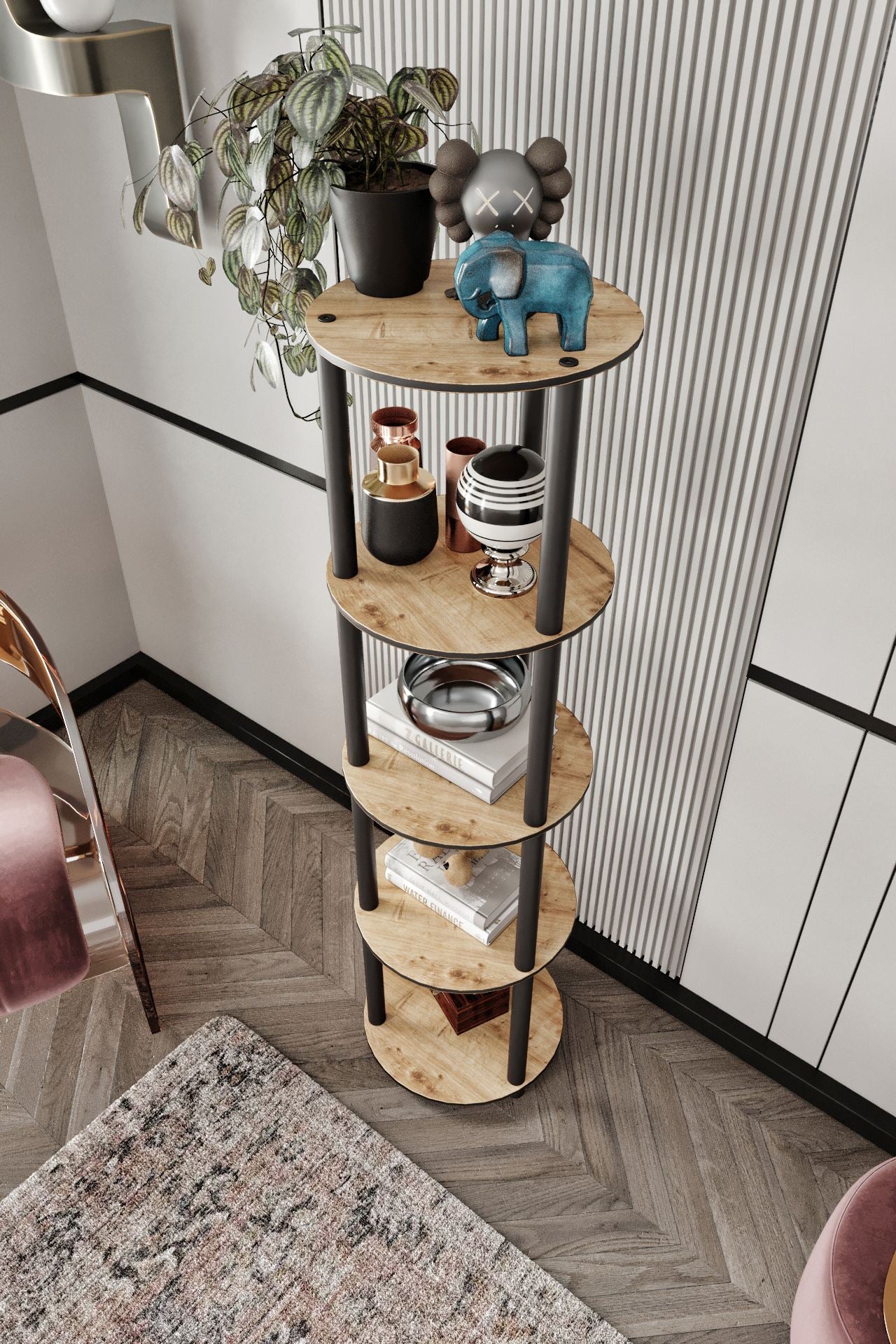 Estante de Livros 5 Andares Round Oak - Design Moderno Premium