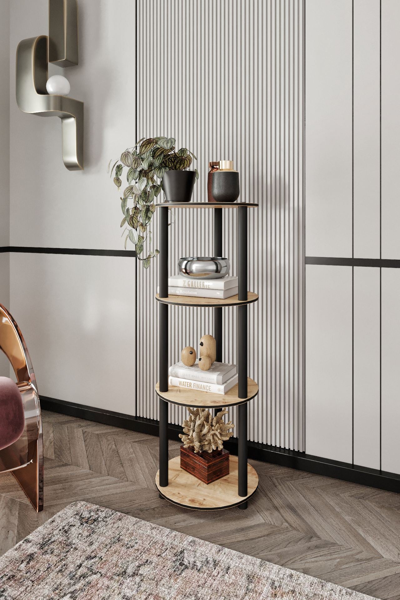 Estante 4 Andares Round Oak - Design Moderno Premium