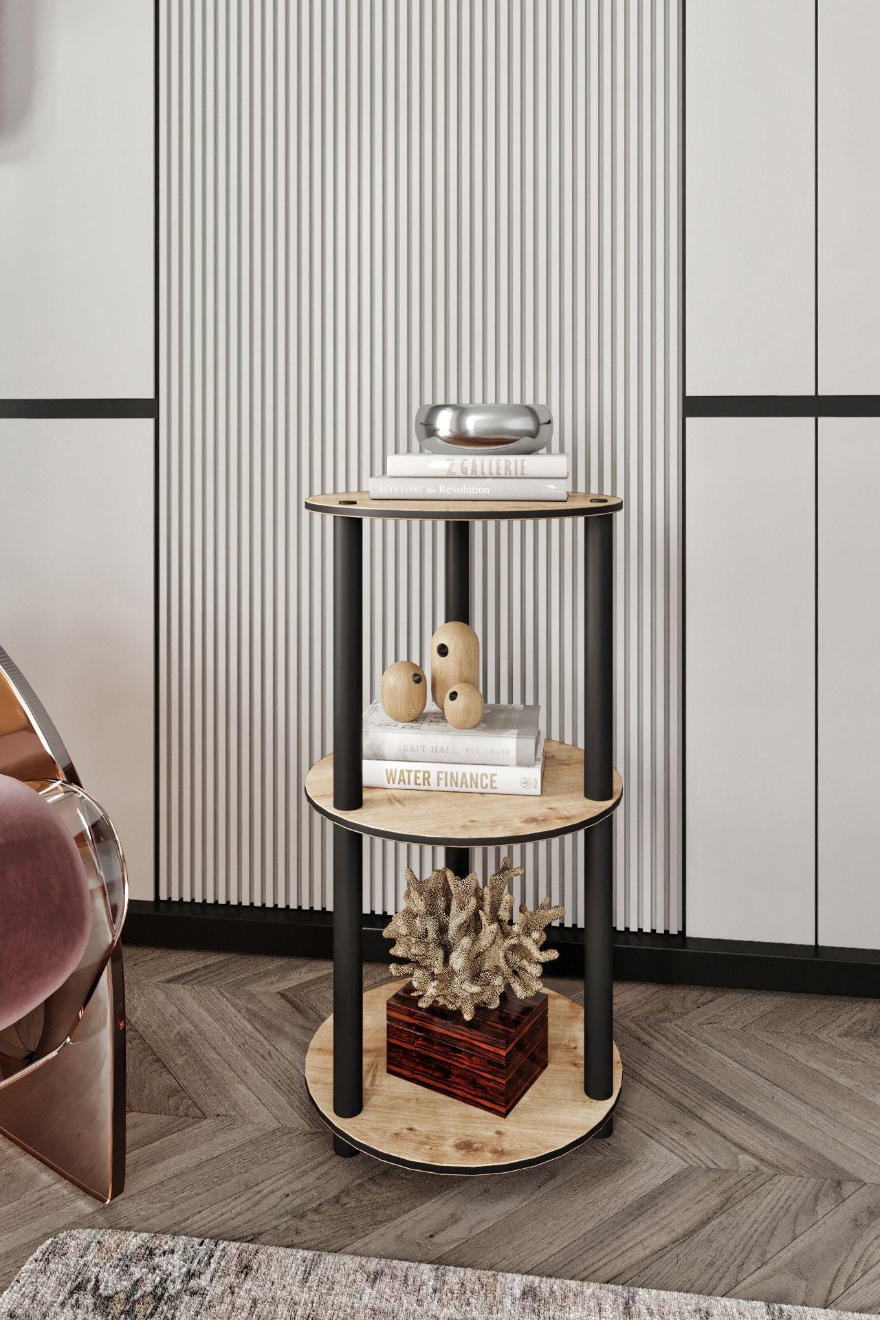 Estante Redonda 3 Andares Oak - Design Moderno e Funcional