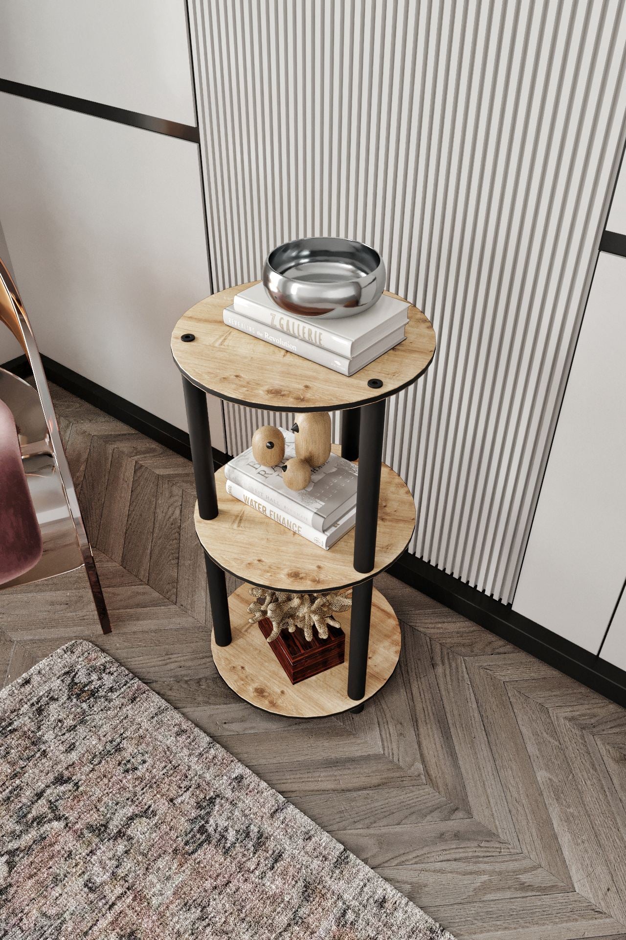 Estante Redonda 3 Andares Oak - Design Moderno e Funcional