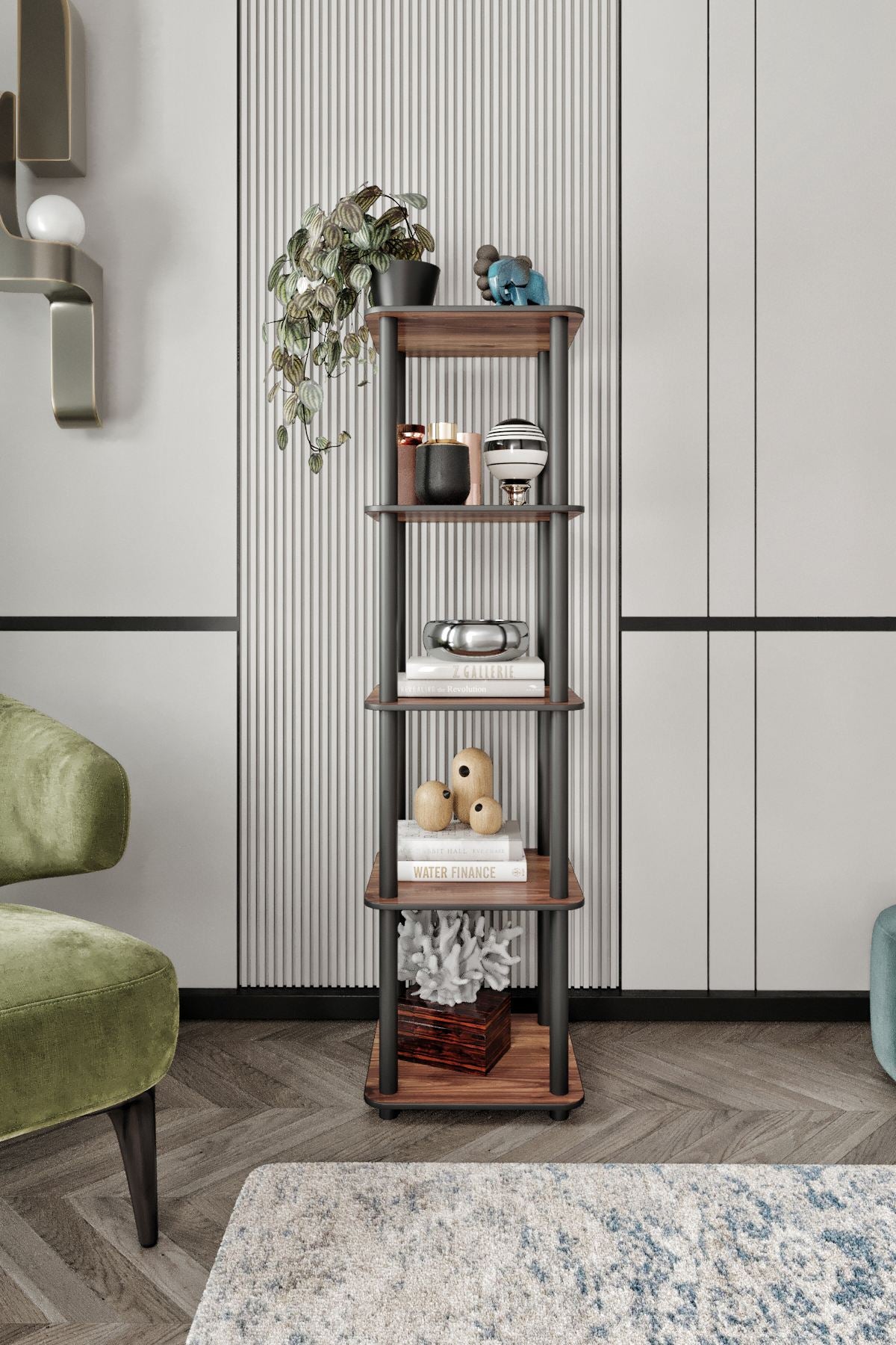 Estante 5 Prateleiras Quadrada Walnut - Design Moderno Premium