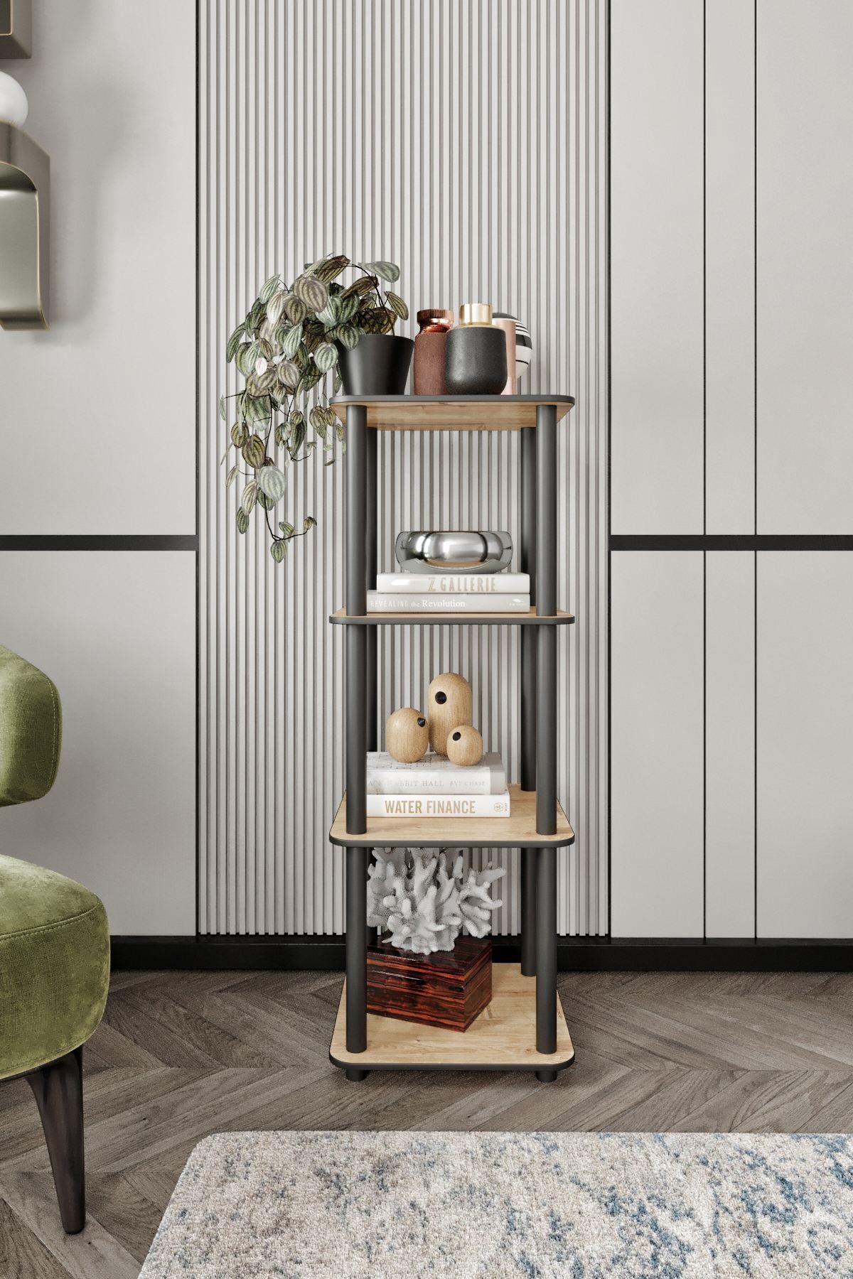 Estante 4 Prateleiras Oak Square - Design Moderno Premium