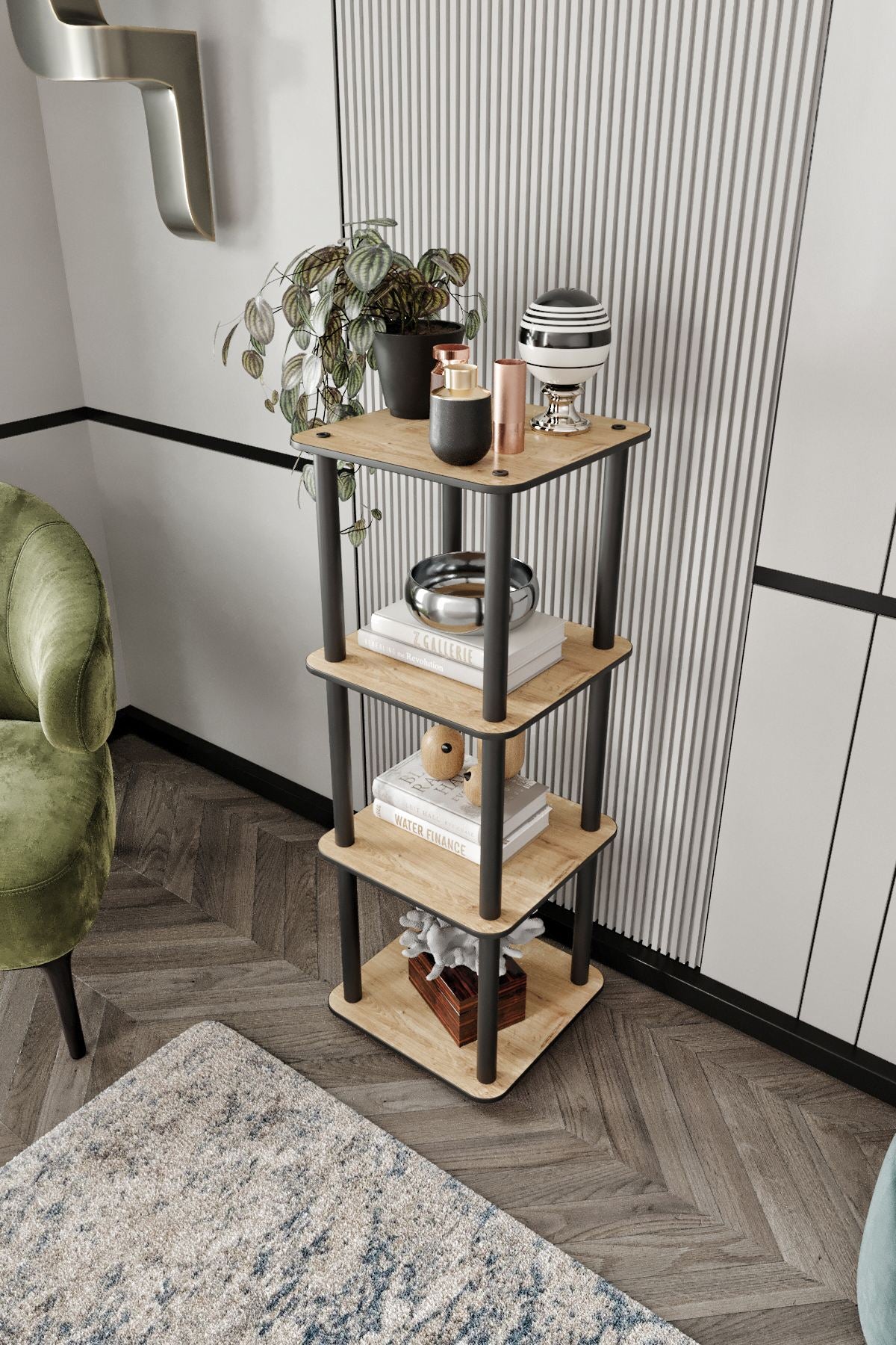 Estante 4 Prateleiras Oak Square - Design Moderno Premium