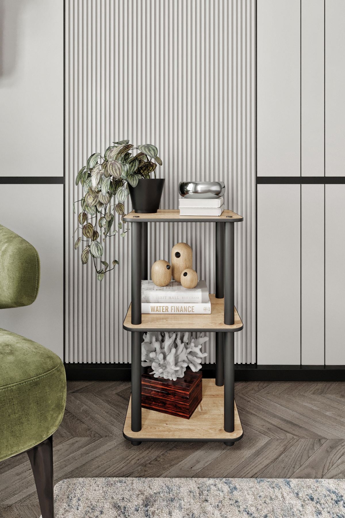 Estante 3 Prateleiras Quadrada Oak - Design Minimalista