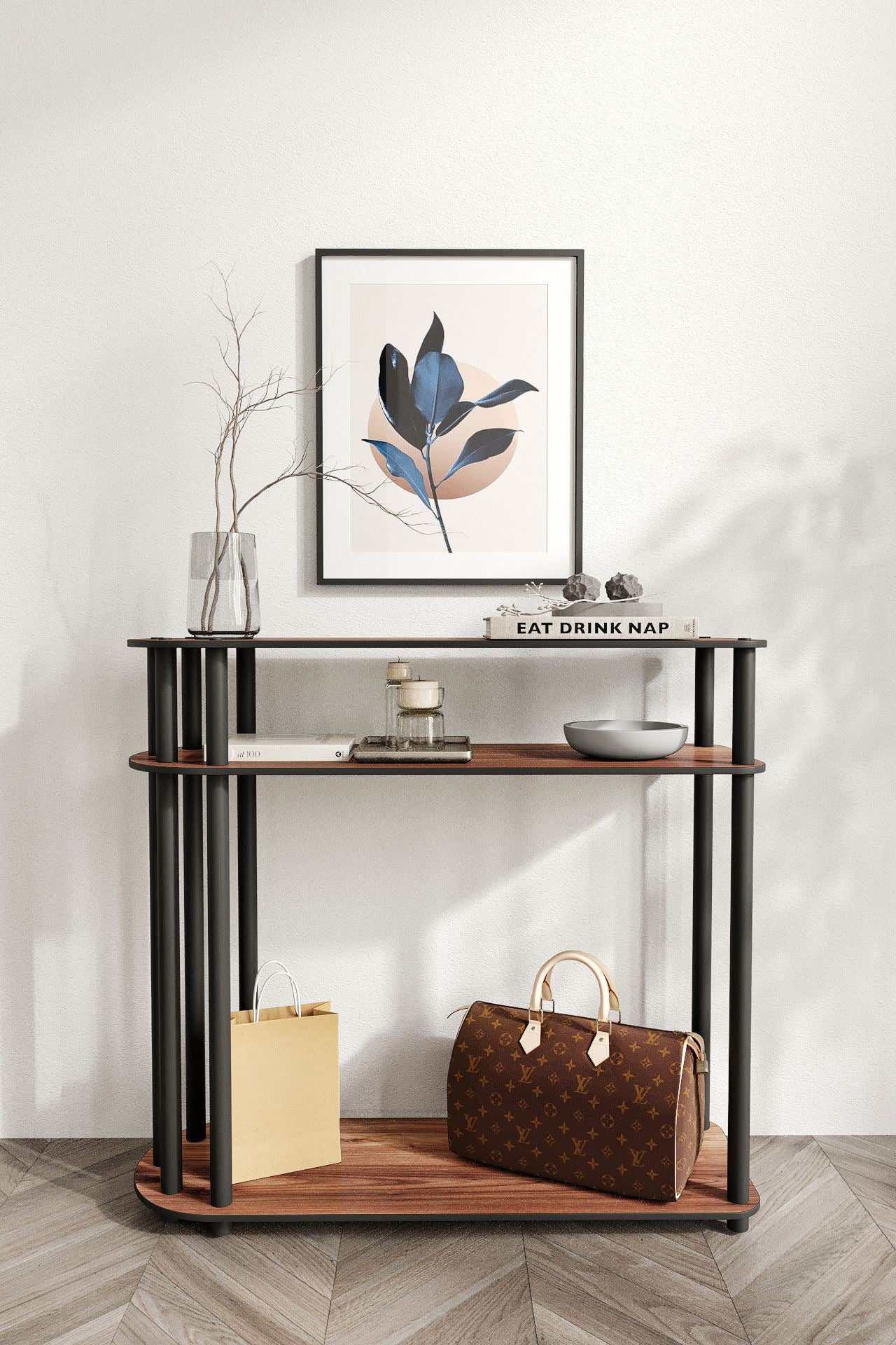 Cómoda Caprio Walnut - Design Premium MDF com Pernas Kraft