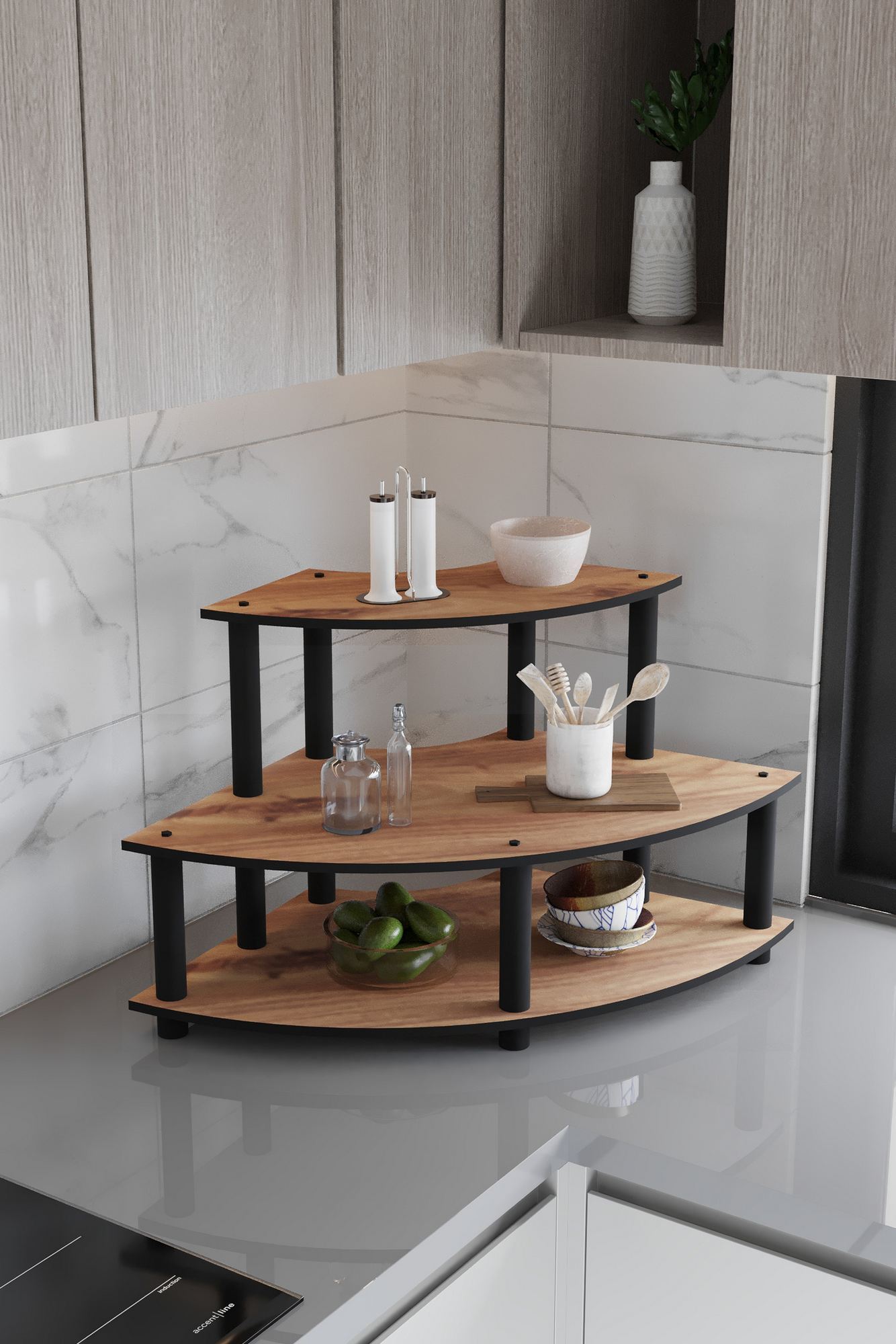 Prateleira de Cozinha – 70cm x 38cm x 42cm – Noz – MDF