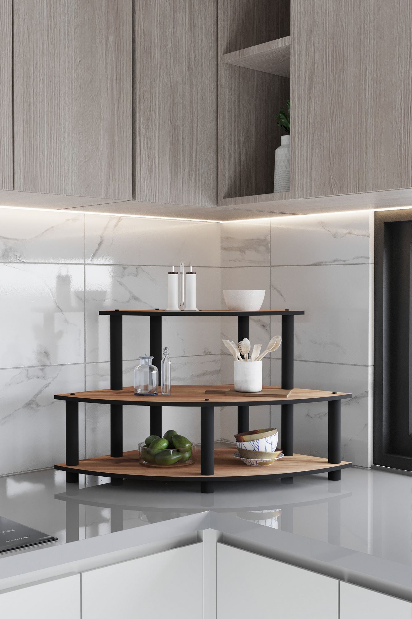 Prateleira de Cozinha – 70cm x 38cm x 42cm – Noz – MDF