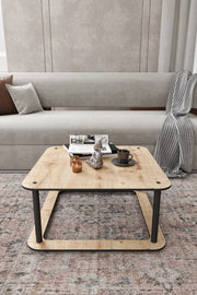 Mesa de Centro Hole Square Oak - Design Moderno Premium 70x70cm