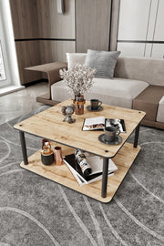 Mesa de Centro Masivo Square Oak - Design Contemporâneo Premium