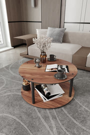 Mesa de Centro Redonda Masivo Round - Nogueira Premium 70cm